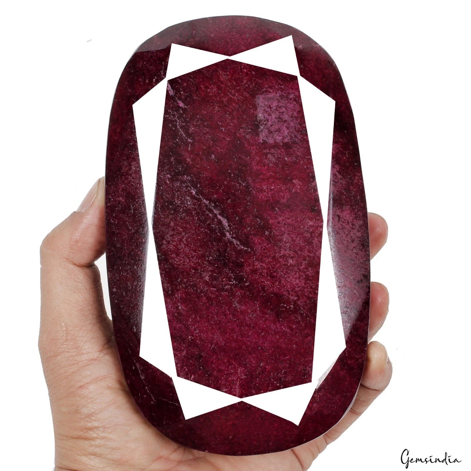 1.84Kilo Natural Dark Red Ruby Oval Faceted Cut Earth mined Huge Museum Size Gem
