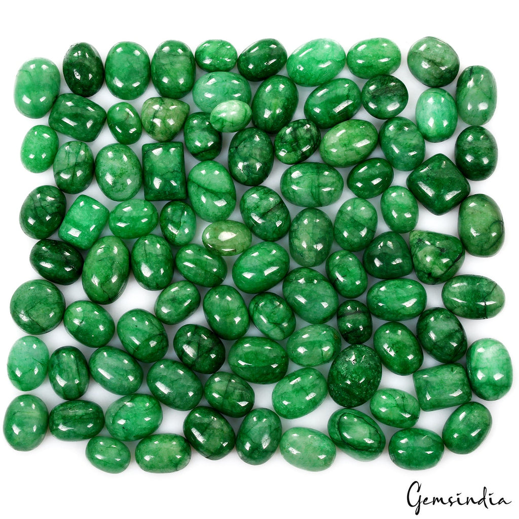 Natural 650 Ct Brazilian Green Emerald Mix Cabochon Loose Gemstone Lot 87 Pcs