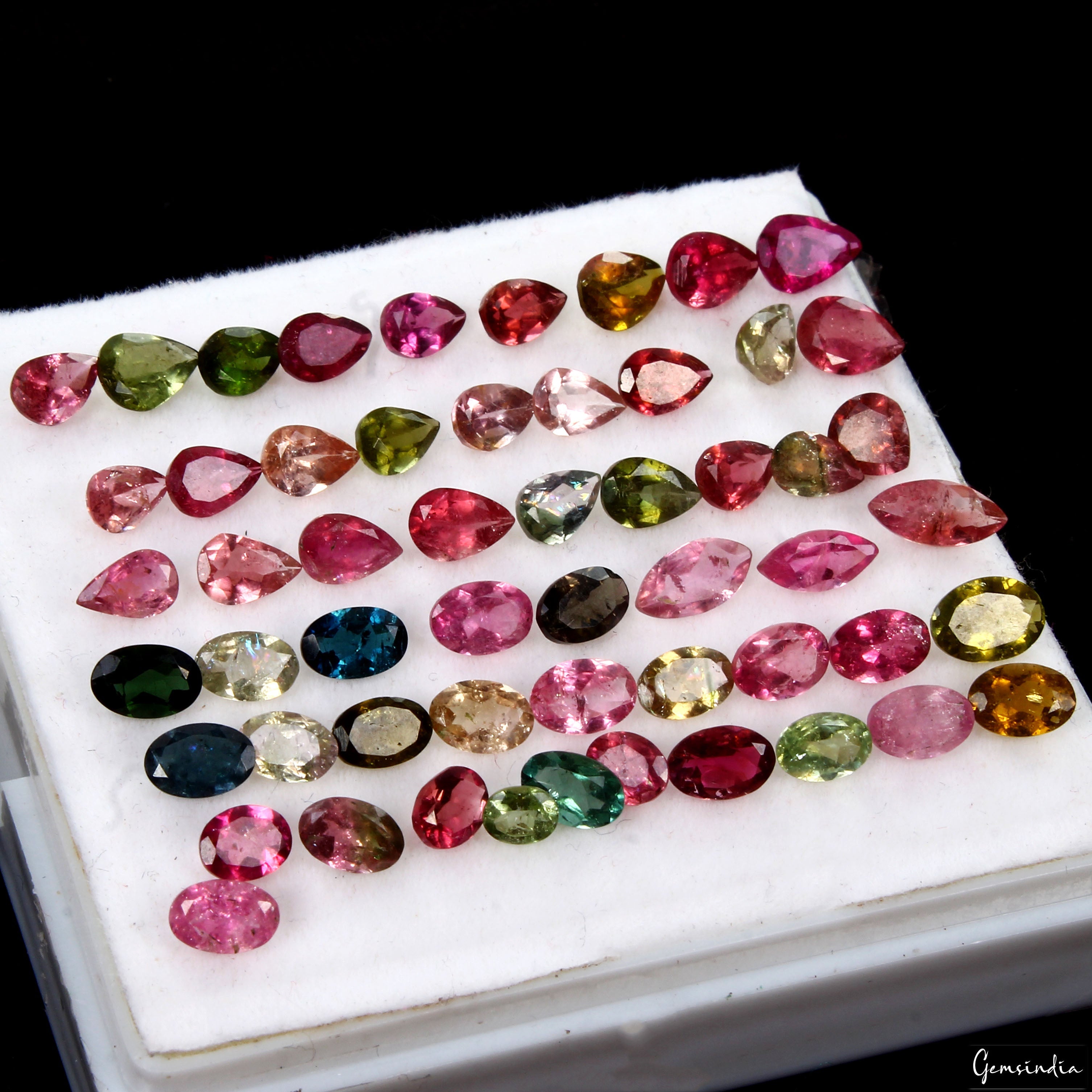 55 Pcs Natural Tourmaline Multi Color 4-7mm Loose Mix Cut Mozambique Gemstones