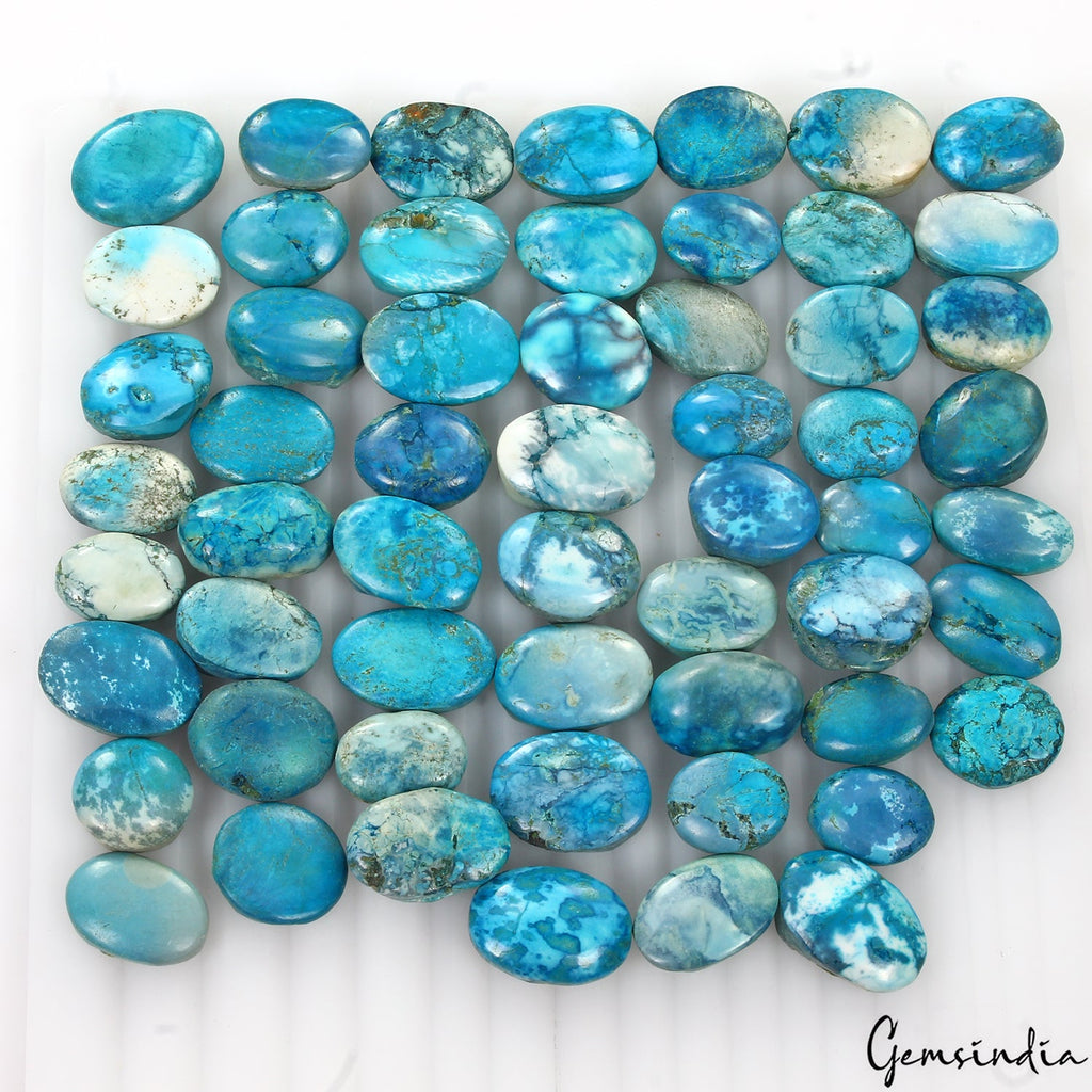 680 Cs 57 Pcs Natural Blue Turquoise Oval Cab 13-18mm Loose Gems Wholesale Lot