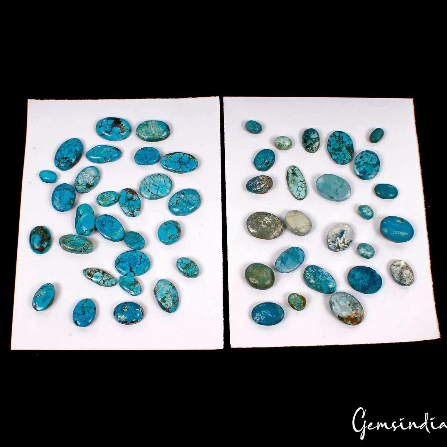 441.80 Cts/53 Pcs Natural Blue Turquoise(Firoza) Oval Cab Loose Gems For Jewelry