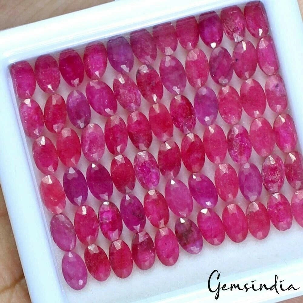Certified 24.60 Ct/66Pcs Natural Pink Ruby Oval Calibrated 5x4mm Gem for jewelry