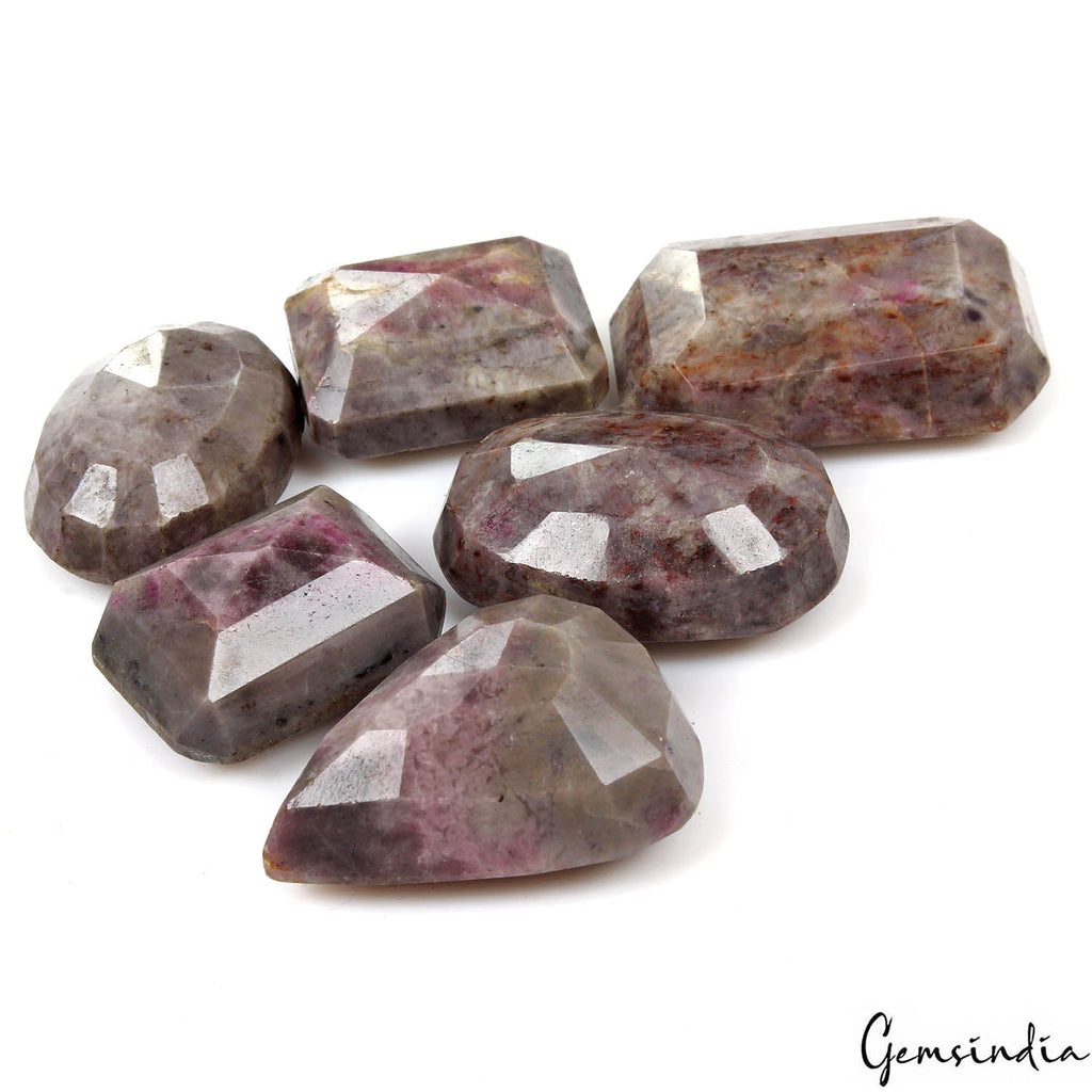 1080 Ct/6 Pcs Natural Untreated Bi-Color Ruby in Crystal Matrix Mix Cut Gems Lot