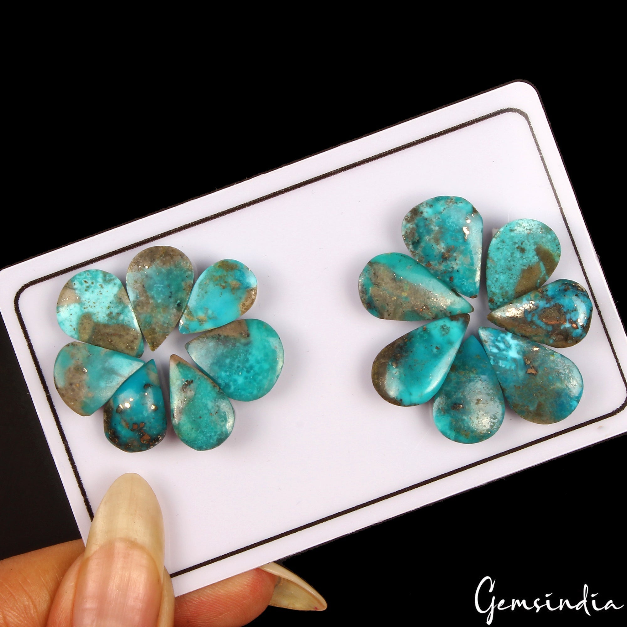 14 Persian Turquoise Neyshabur Pear Cabochon, Untreated 100% Natural Gem 13-18mm