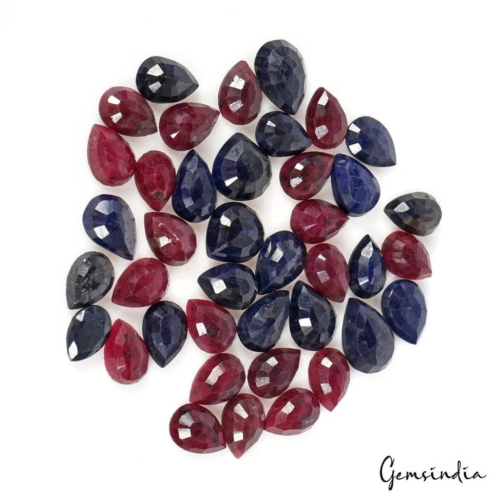 Ruby Lot, Loose Gemstone, Pear Faceted, Red — 40 Pieces, 12mm to 13mm, 257.90 Ct, Madagascar