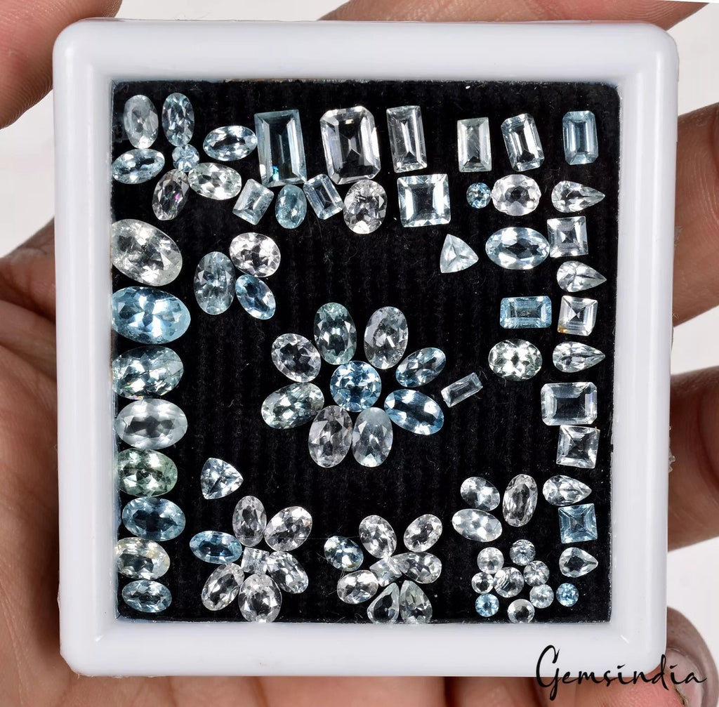 Certified 21.90 Cts/85 Pcs Natural Untreated Blue Aquamarine Mix cut Loose Gem
