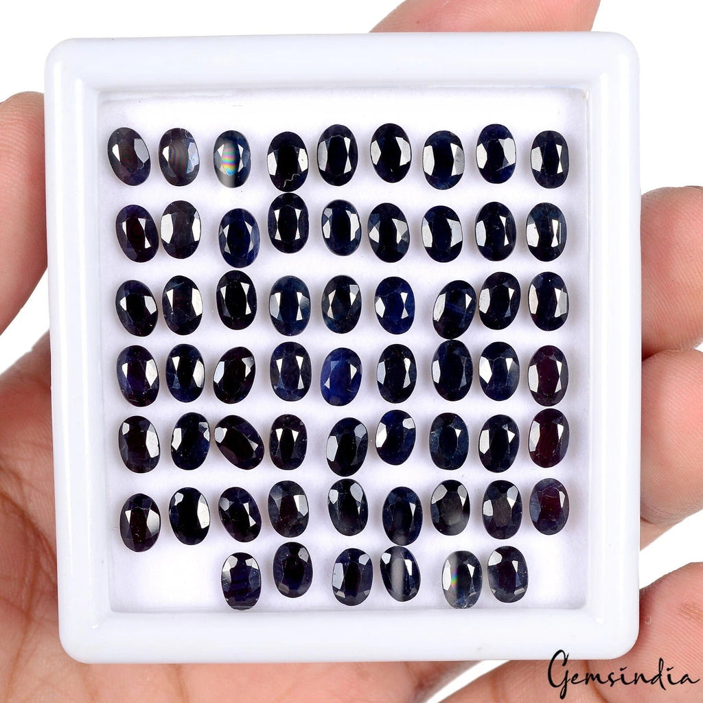 38.60 Ct Natural Blue Sapphire Oval Cut 6*4 mm 60 Pcs Certified Loose Gemstones