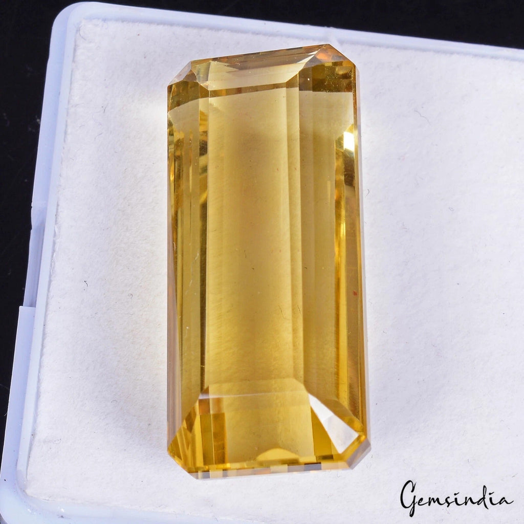 Certified 87 Ct Natural Untreated Brazilian Yellow Citrine Octagon Cut Loose Gem