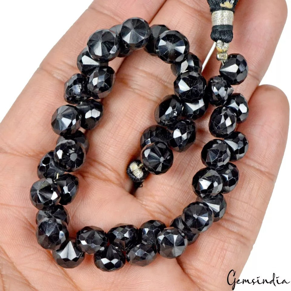 Spinel Beaded Strand, Untreated, Black — 8", 218 Ct, Madagascar