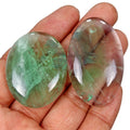 2 Pcs Natural Fluorite Oval Cabochon Loose Bi-color 41-48mm Gemstones ~ 267.80Ct