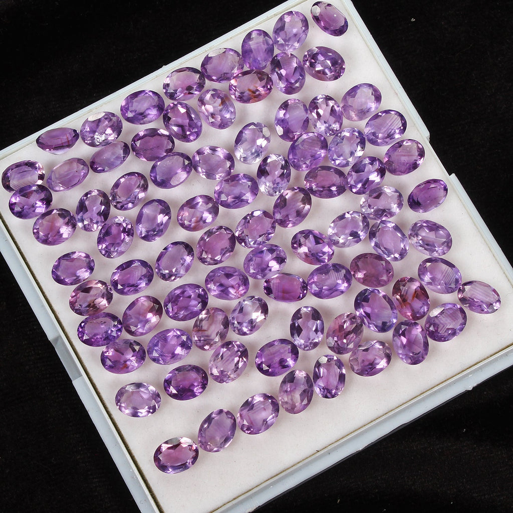 138.20 Ct/81 Pcs Natural Unheated Purple Amethyst Oval Calibrated 9x7mm Gems Lot