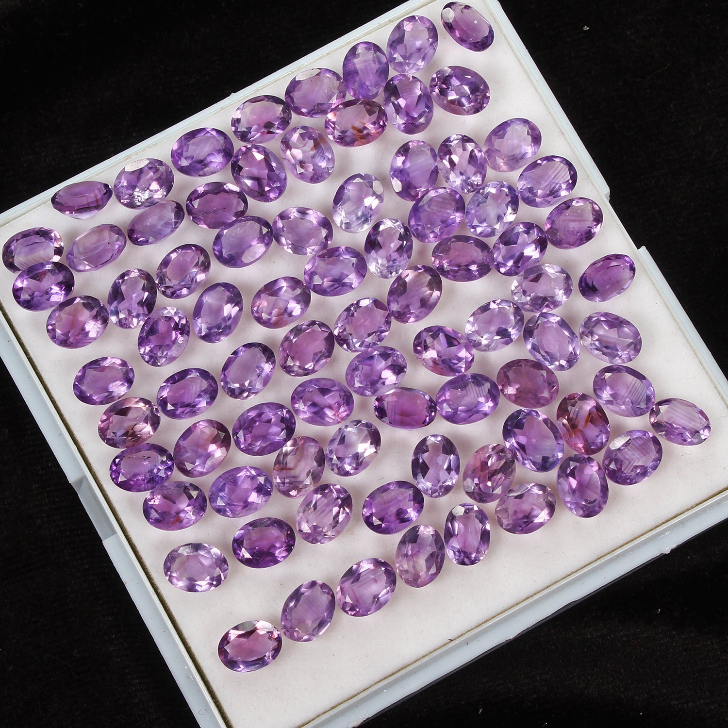 138.20 Ct/81 Pcs Natural Unheated Purple Amethyst Oval Calibrated 9x7mm Gems Lot