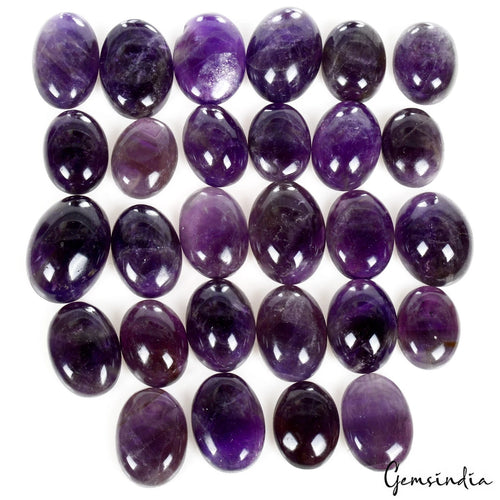 Amethyst Lot, Cabochon, Untreated, Purple — 28 Pieces, 19mm to 25mm, 600 Ct, Brazil