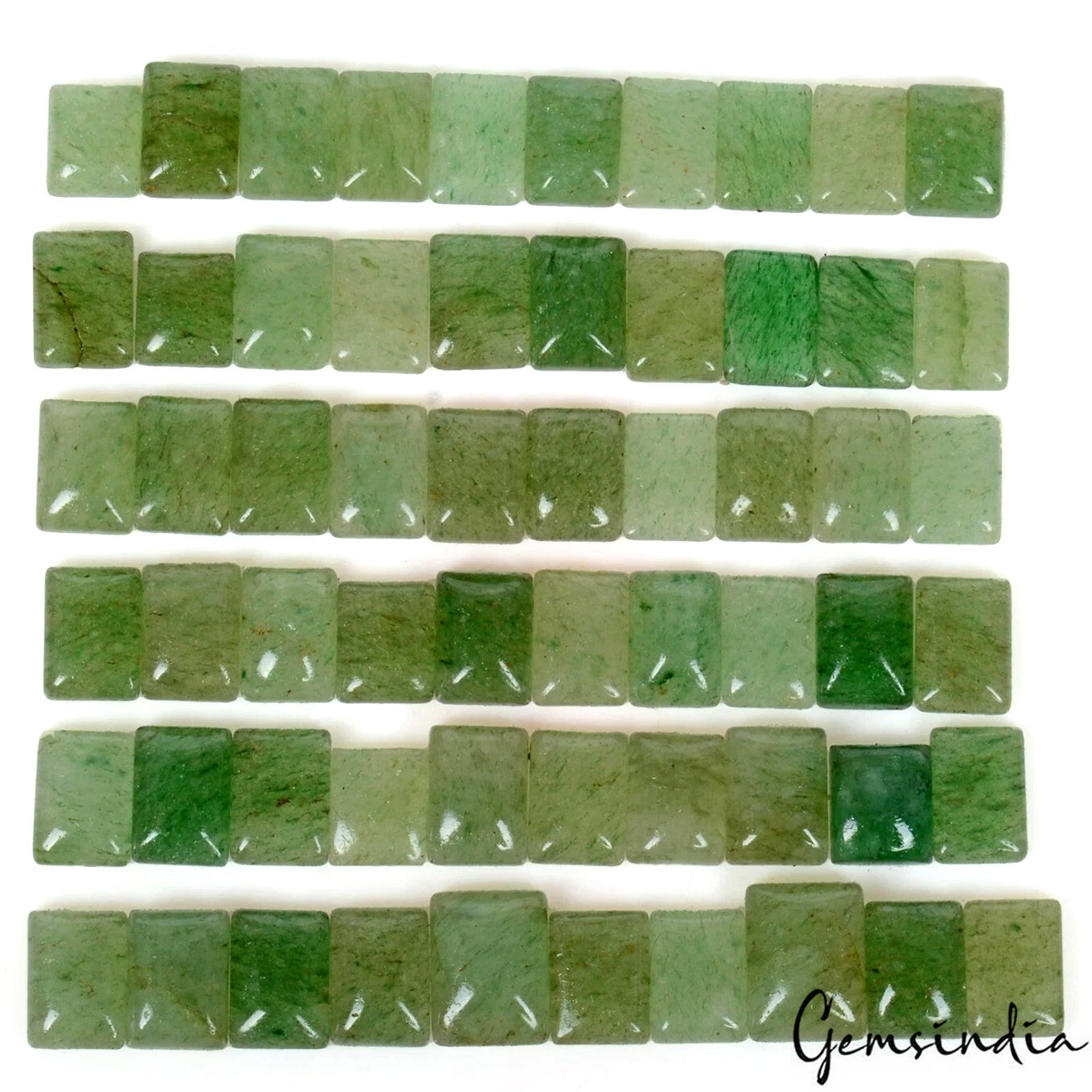 400 Ct Natural Green Aventurine Cushion Cabochon Loose jewelry Gemstones ~60 Pcs