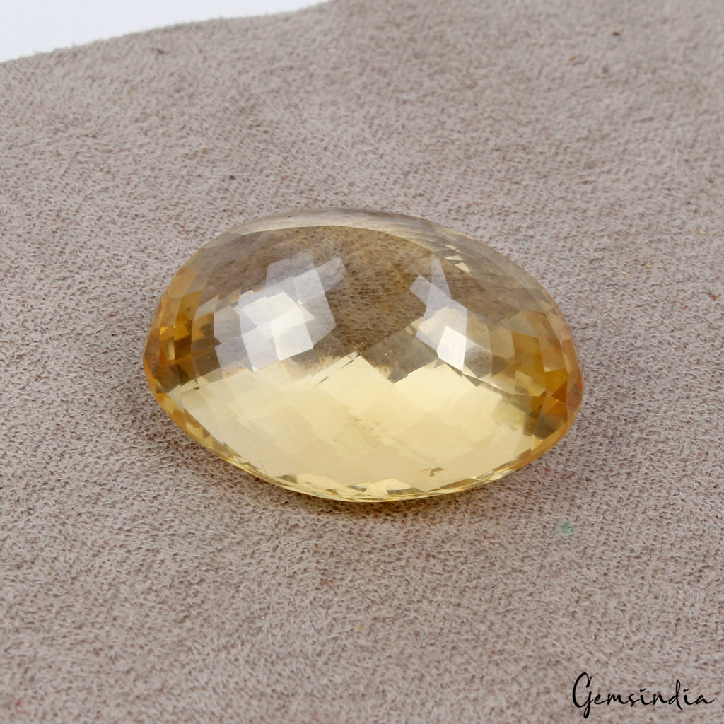 VVS 46.00 Cts Natural Yellow Citrine Oval Checker Cut Eye Clean Loose Gemstone~