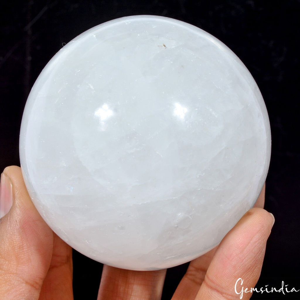 2900 Cts Natural Smooth Polished White Quartz Crystal Healing Sphere/Ball ~ 3"
