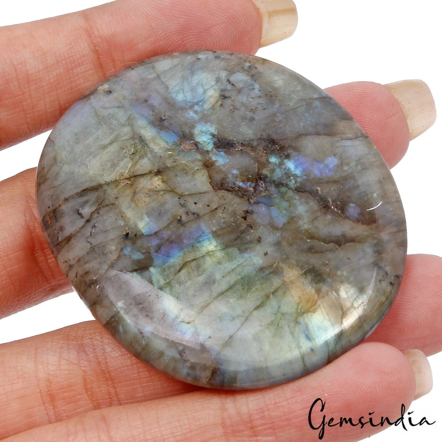 Labradorite Cabochon, Untreated — 55 x 43 x 7mm, 178.50 Ct