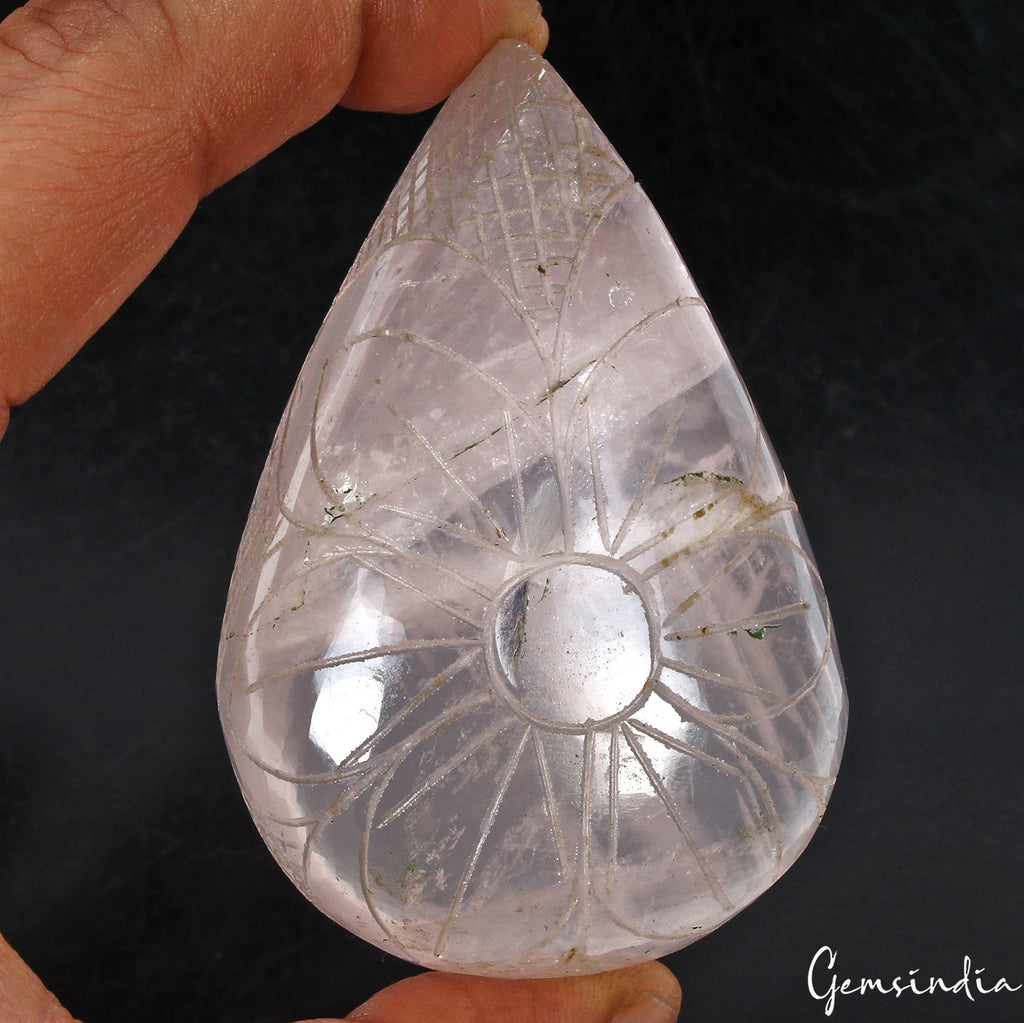 920 Ct Natural Untreated Pink Rose Quartz Pear Carved Loose Huge Earth Mined Gem