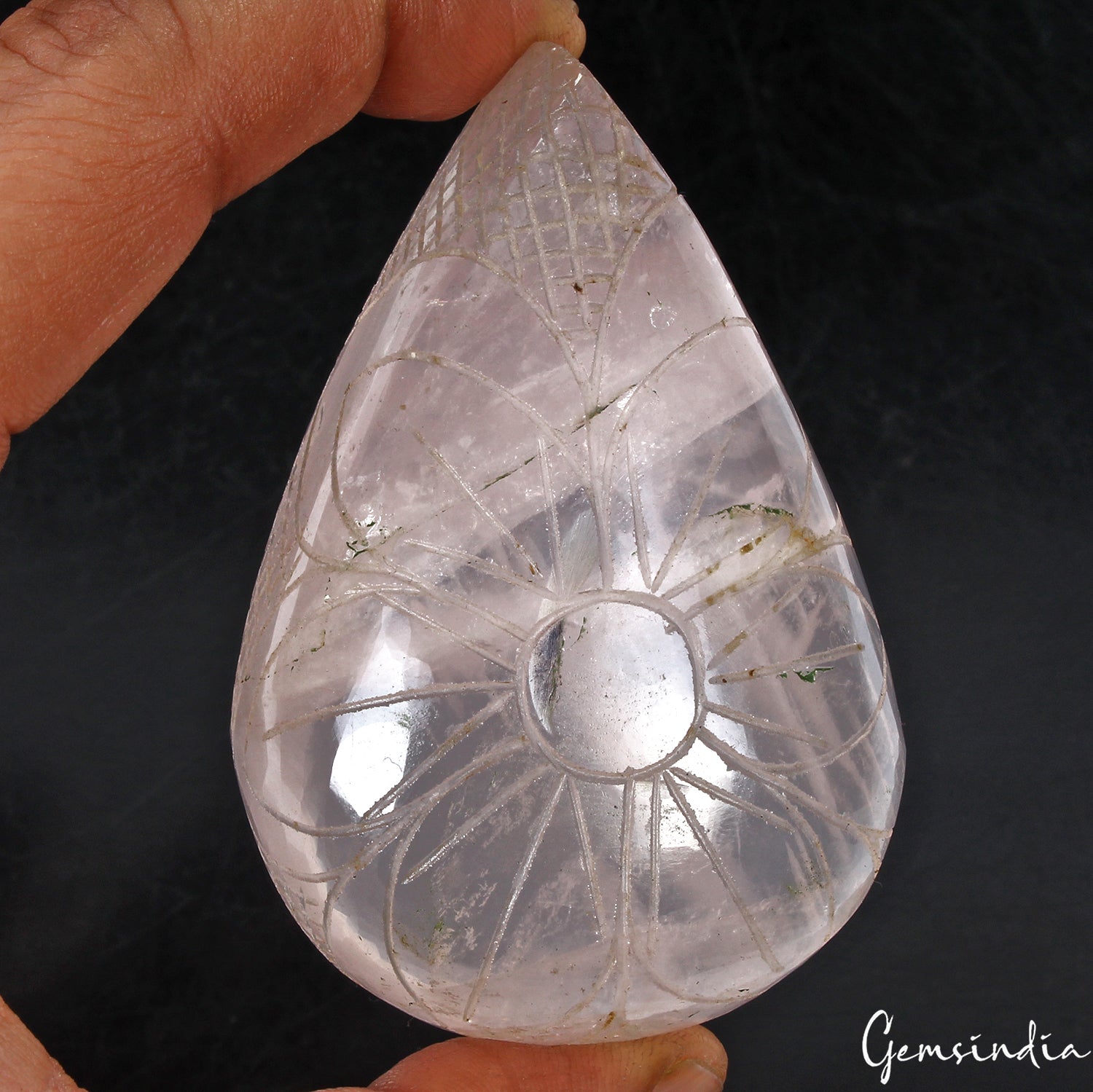 920 Ct Natural Untreated Pink Rose Quartz Pear Carved Loose Huge Earth Mined Gem