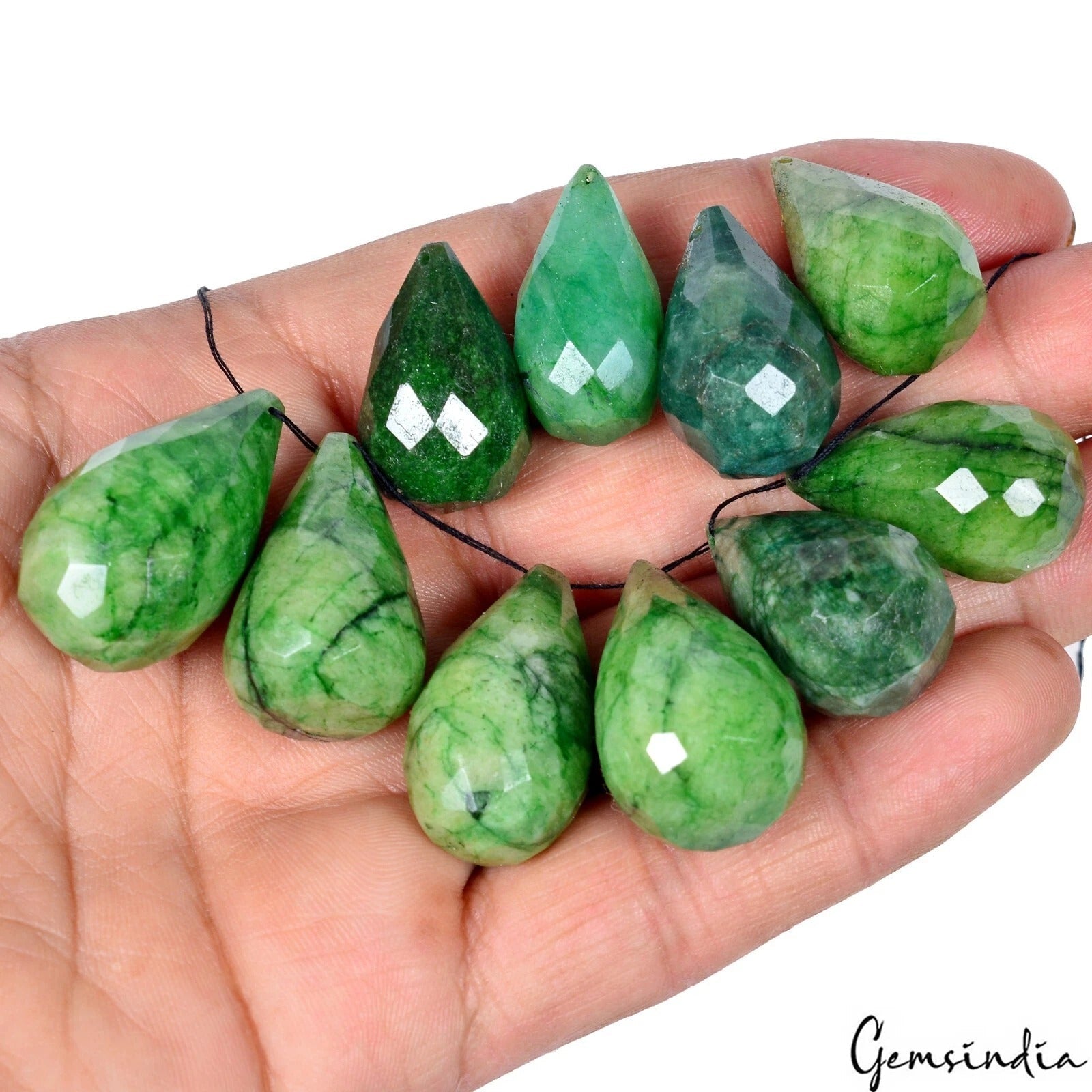 430 Ct Natural Green Brazilian Emerald Checker Cut Drilled Huge Briolettes 10Pcs