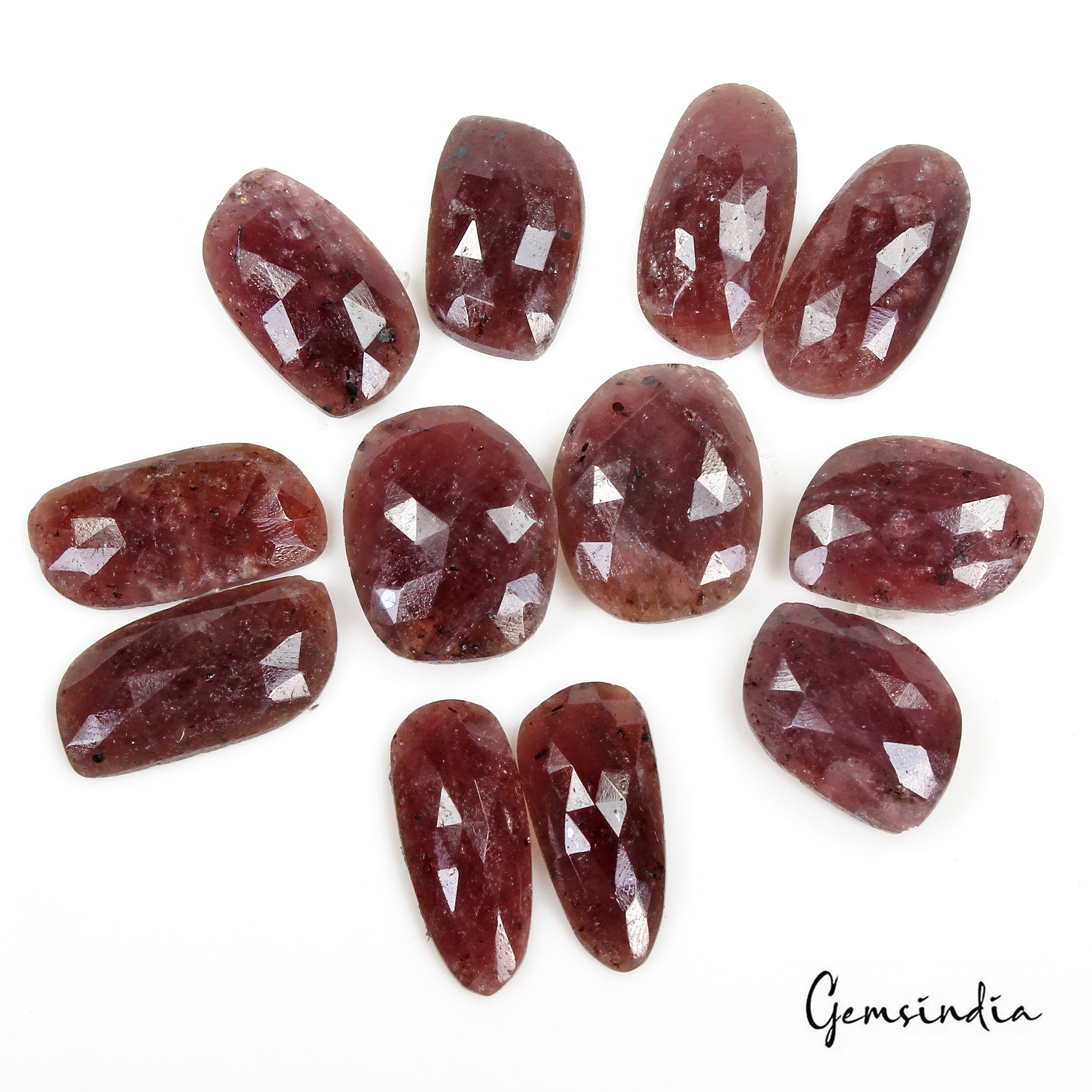 Certified 212 Cts/2 Pair Natural Untreated Red Ruby Rose Cut Matching Pairs Gems