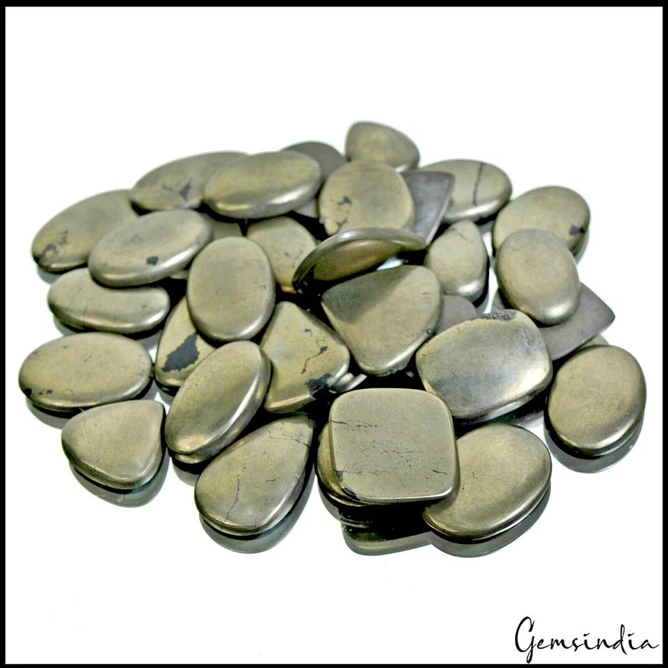 Pyrite Cabochon, Untreated, Gold — 26mm To 30mm, 1820 Ct