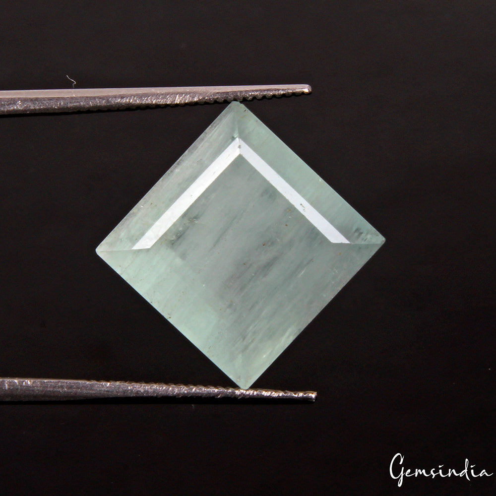 9.00 Ct Natural Certified Green Aquamarine Unheated Loose Square Cut GemstoneNat