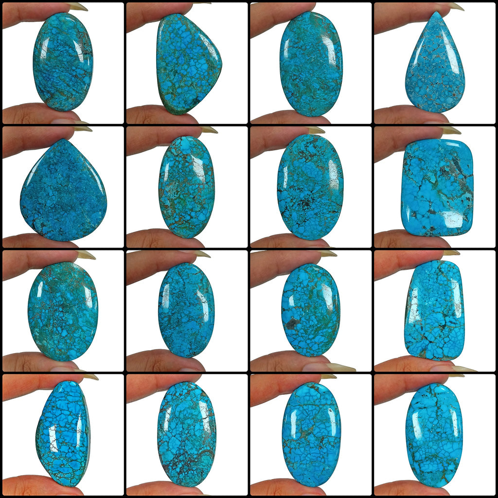 1410 Ct Natural Spiderweb Blue Turquoise Mix Cab Loose Wholesale Gems Lot 16 Pc