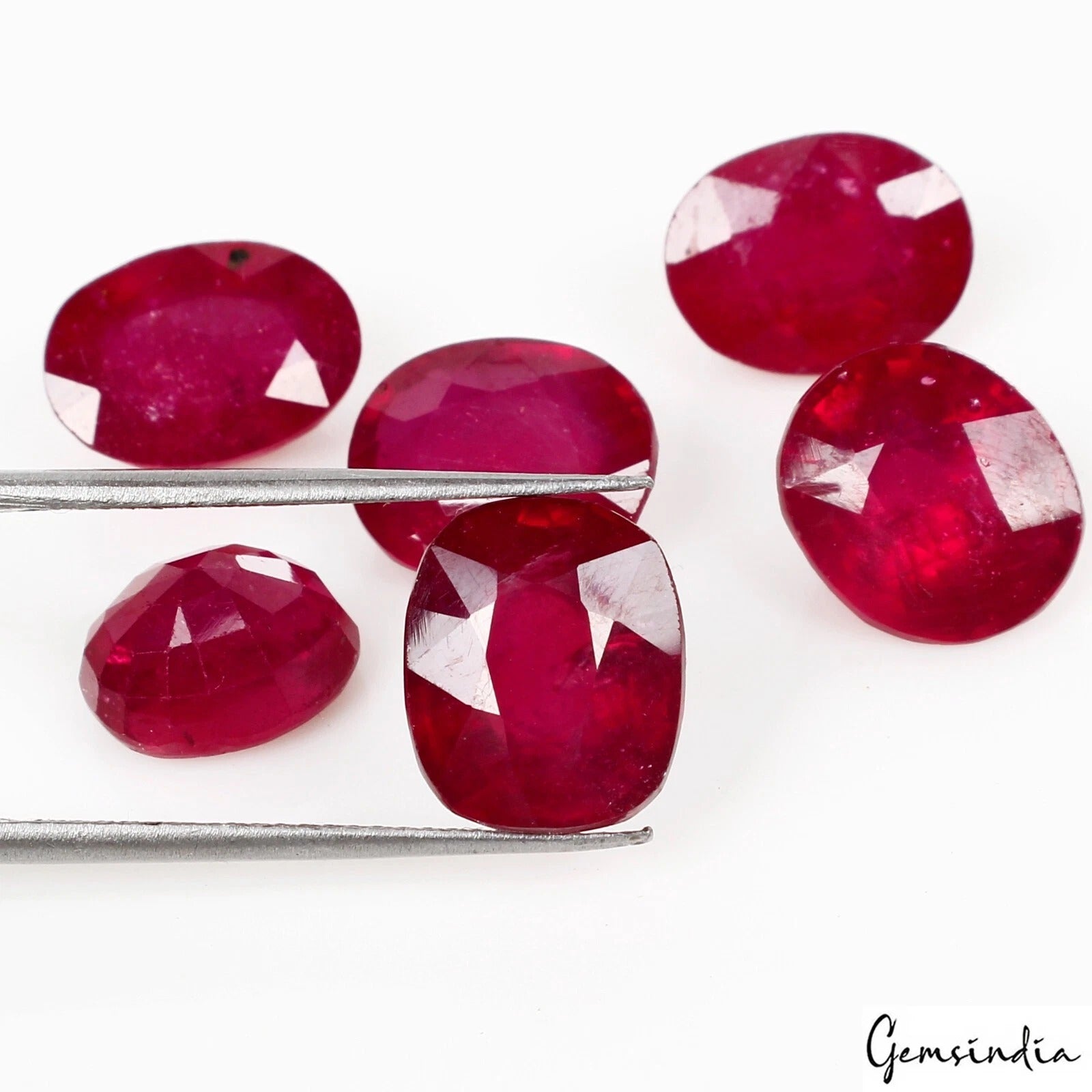 Premium 30.40 Ct Natural Blood Red Ruby Mix Cut Certified Gems Lot (6 Pcs) ~Excl