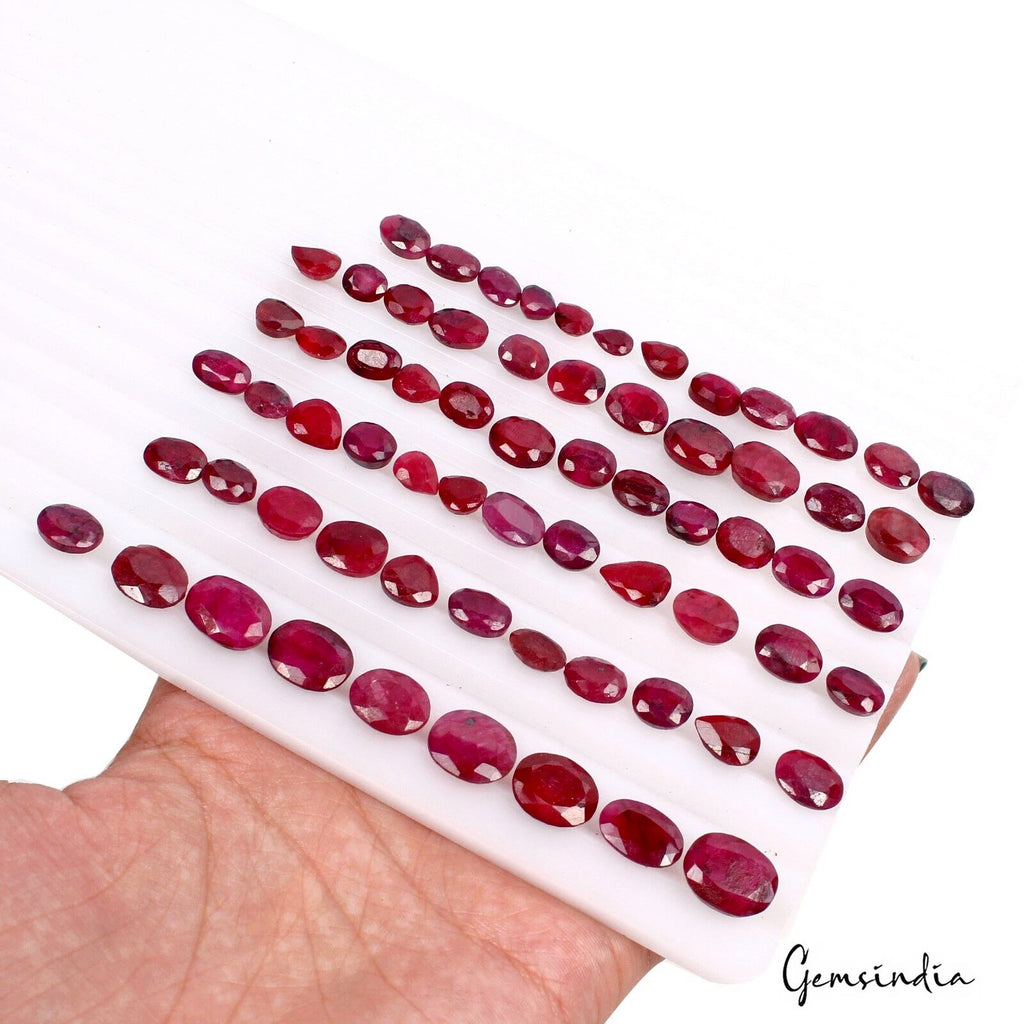 Superb Wholesale 200 Ct/67 Pcs Natural Pigeon Blood Red Ruby Oval Gemstones Lot