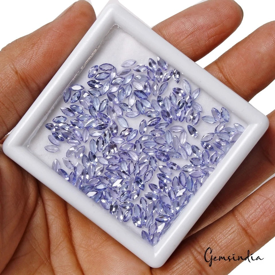 200 Pc Natural Tanzanite 4x2mm Marquise Cut Violet Blue Dazzling Loose Gemstones