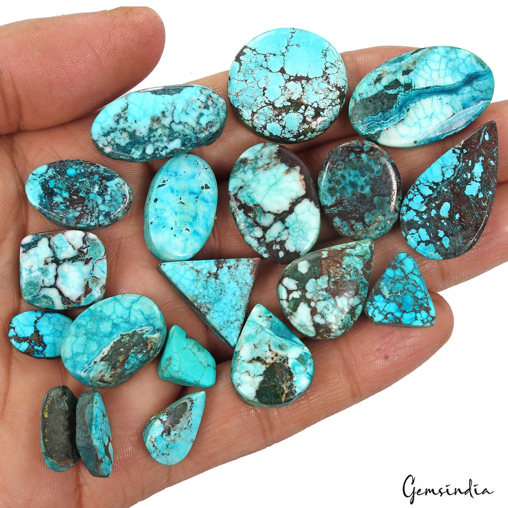 300 Ct Natural Blue Spiderweb Turquoise Cushion Cab Wholesale Gemstone Lot 21 Pc