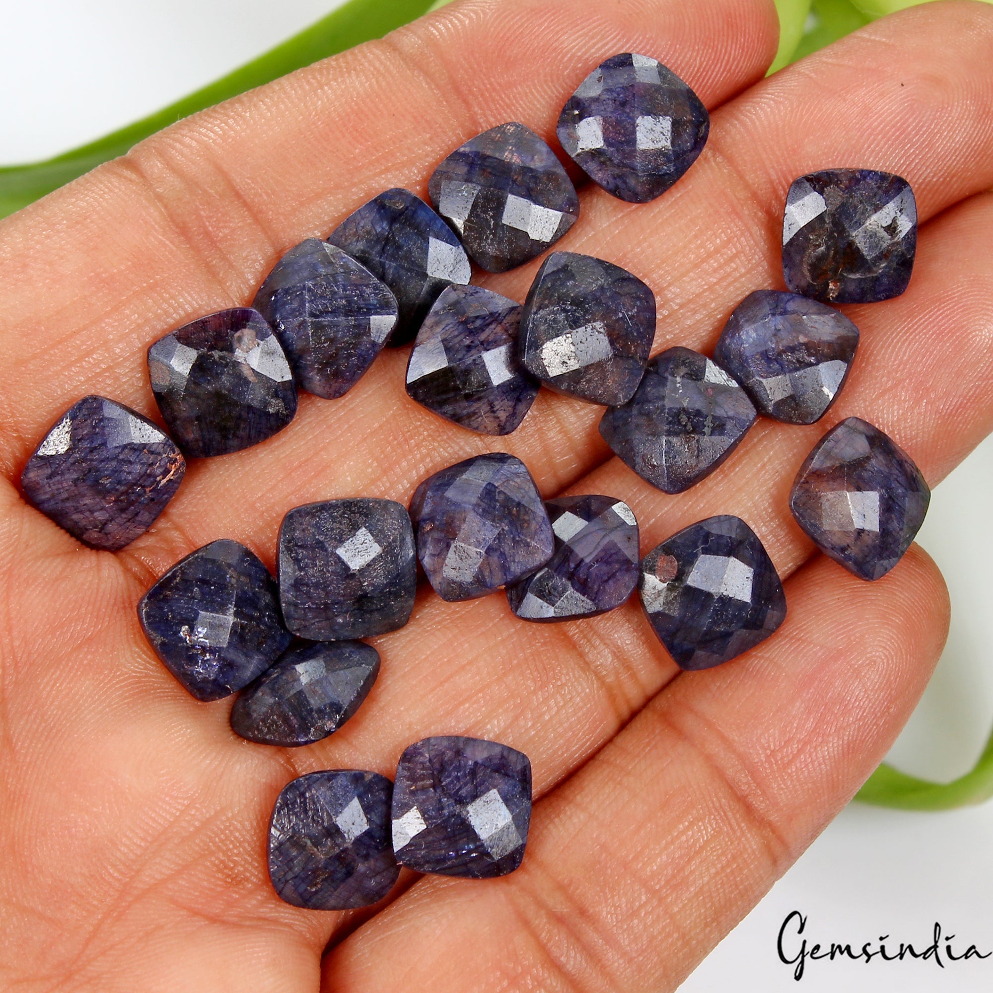 10mm Each Natural Blue Sapphire Cushion Checker Cut Certified Gemstones~85.40 Ct