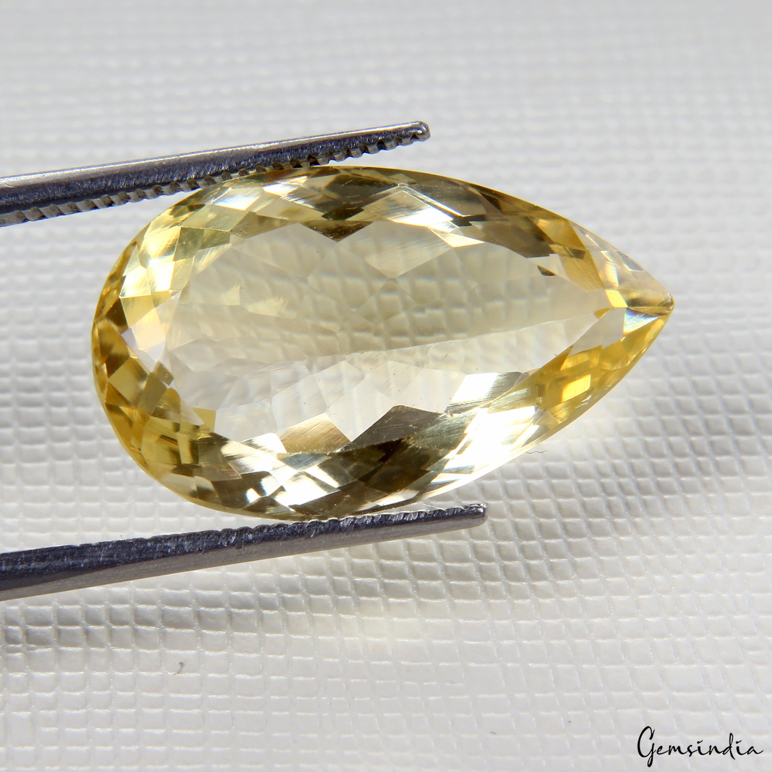 Certified 11.30 Ct Natural Untreated Brazilian Yellow Citrine Pear Cut Loose Gem