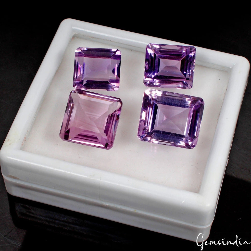 70.40 Ct Natural Bolivian Amethyst Untreated Octagon Cut Loose Gems Lot 4 Pcs
