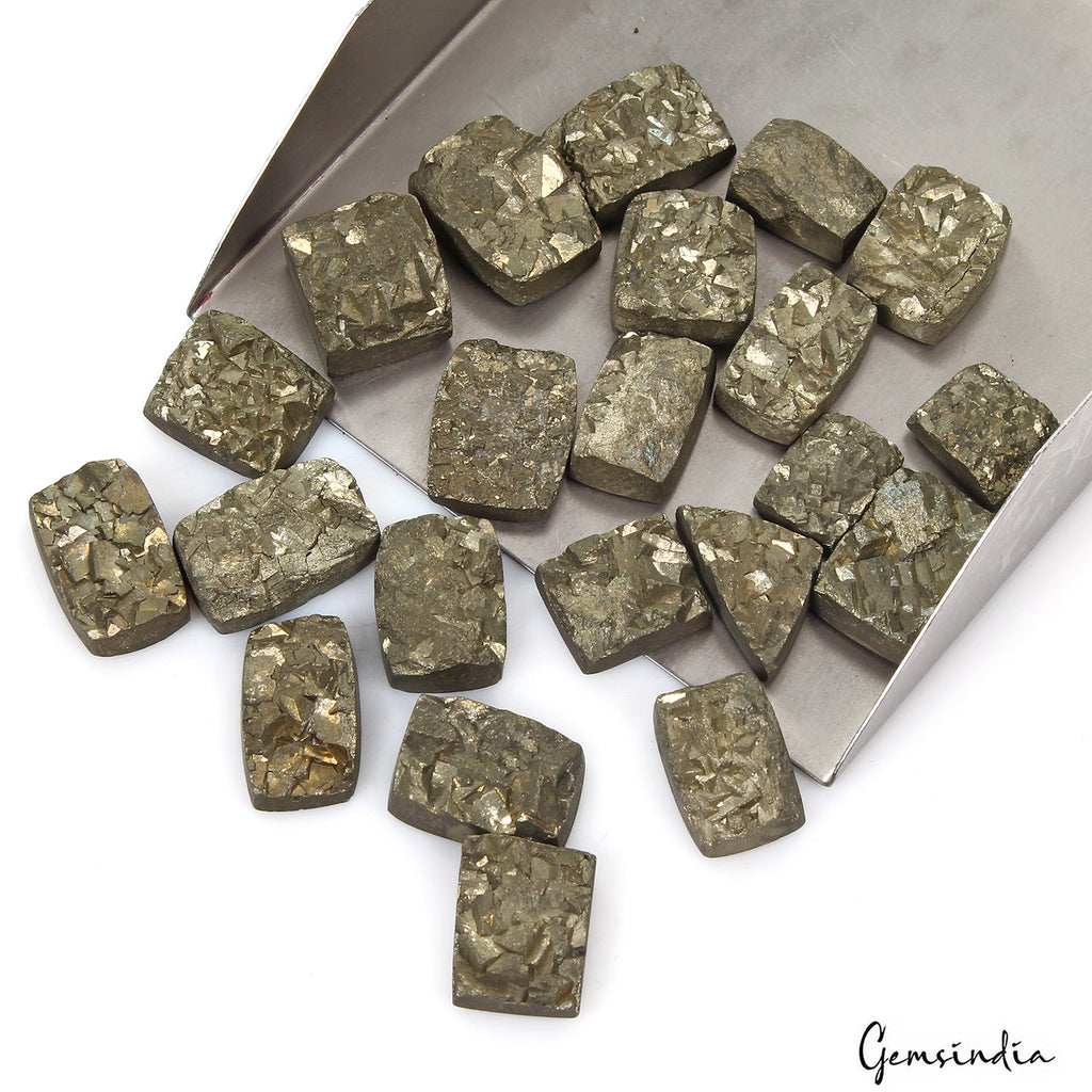620 Ct Natural Untreated Gold Pyrite Uncut Druzy Raw Rough Loose Gems Lot 22 Pcs