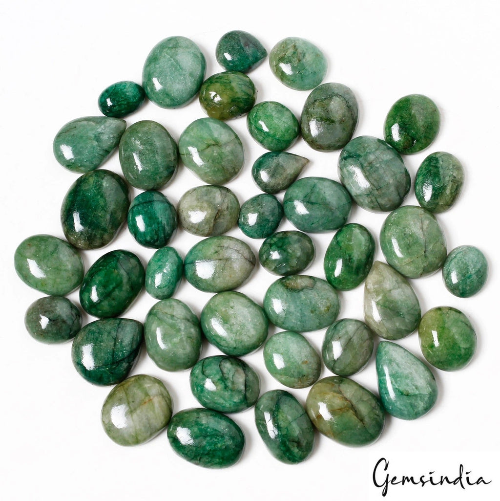 550 Ct/42 Pcs Natural Green Emerald Mix Cabochon Loose 12mm-22mm Gemstones Lot