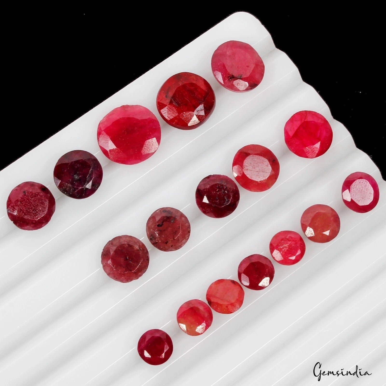 17 Pc Natural Red Ruby Round Cut 7mm-12mm Jewelry Kind Loose Gemstones~ 57.70 Ct