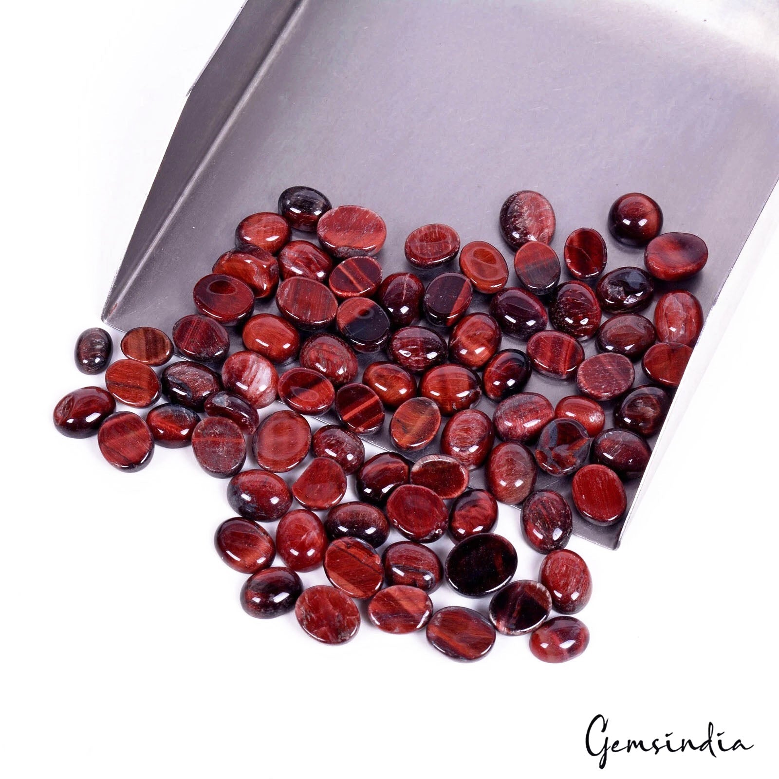 190 Cts/73 Pcs Natural Untreated Red Tiger Eye Oval Cab Loose Gems For Jewelry