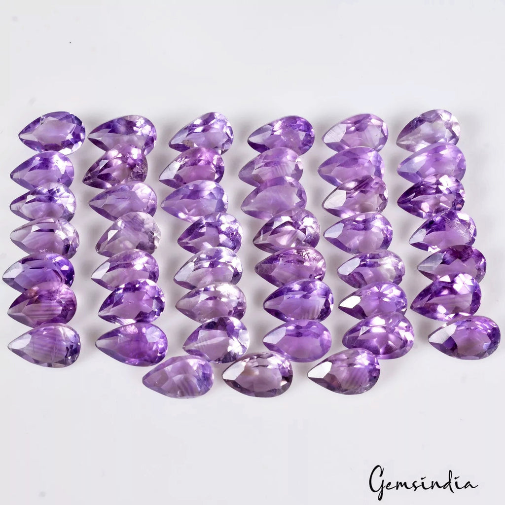 VVS Natural Purple Amethyst Pear Cut Loose 8-9mm Untreated Gemstones