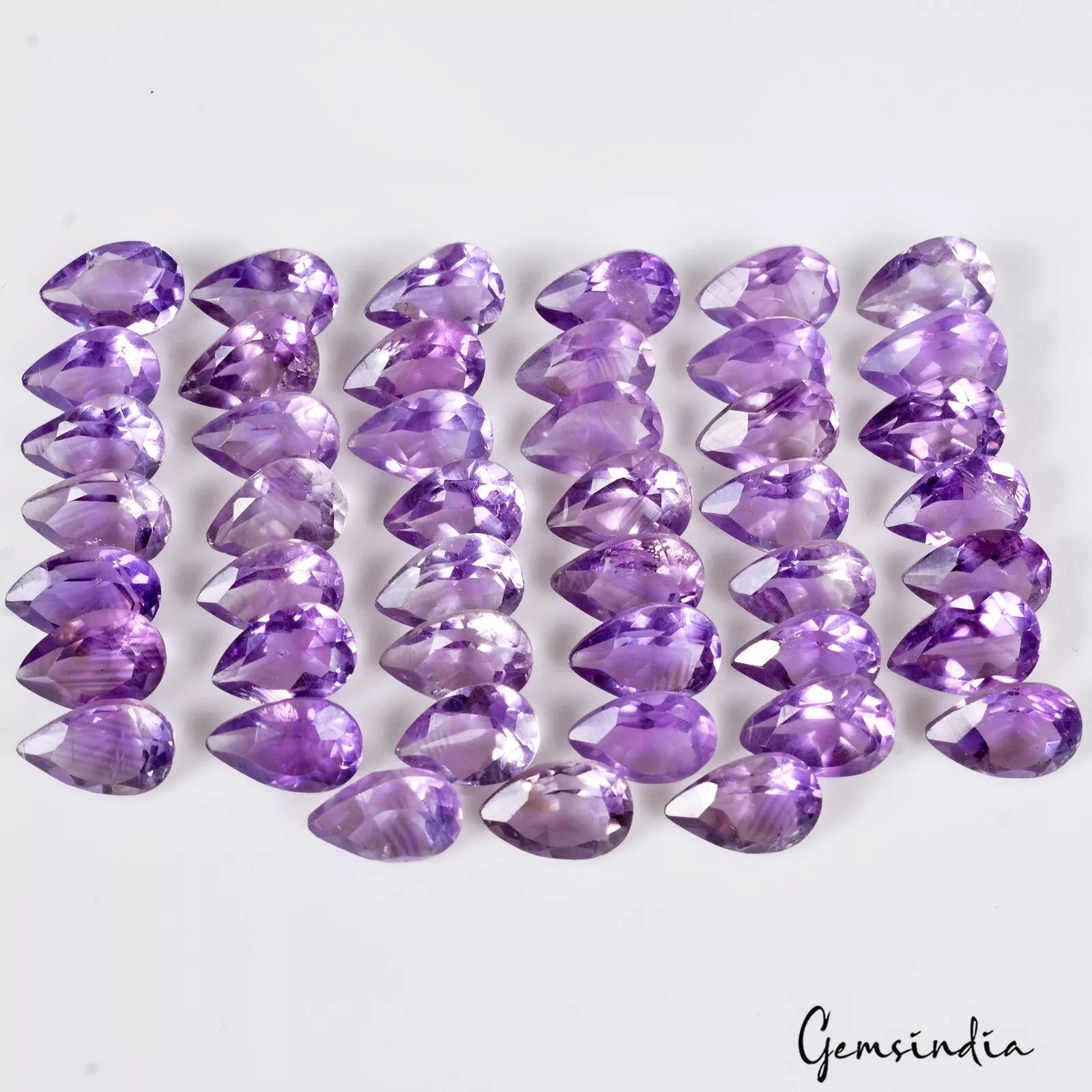 VVS Natural Purple Amethyst Pear Cut Loose 8-9mm Untreated Gemstones