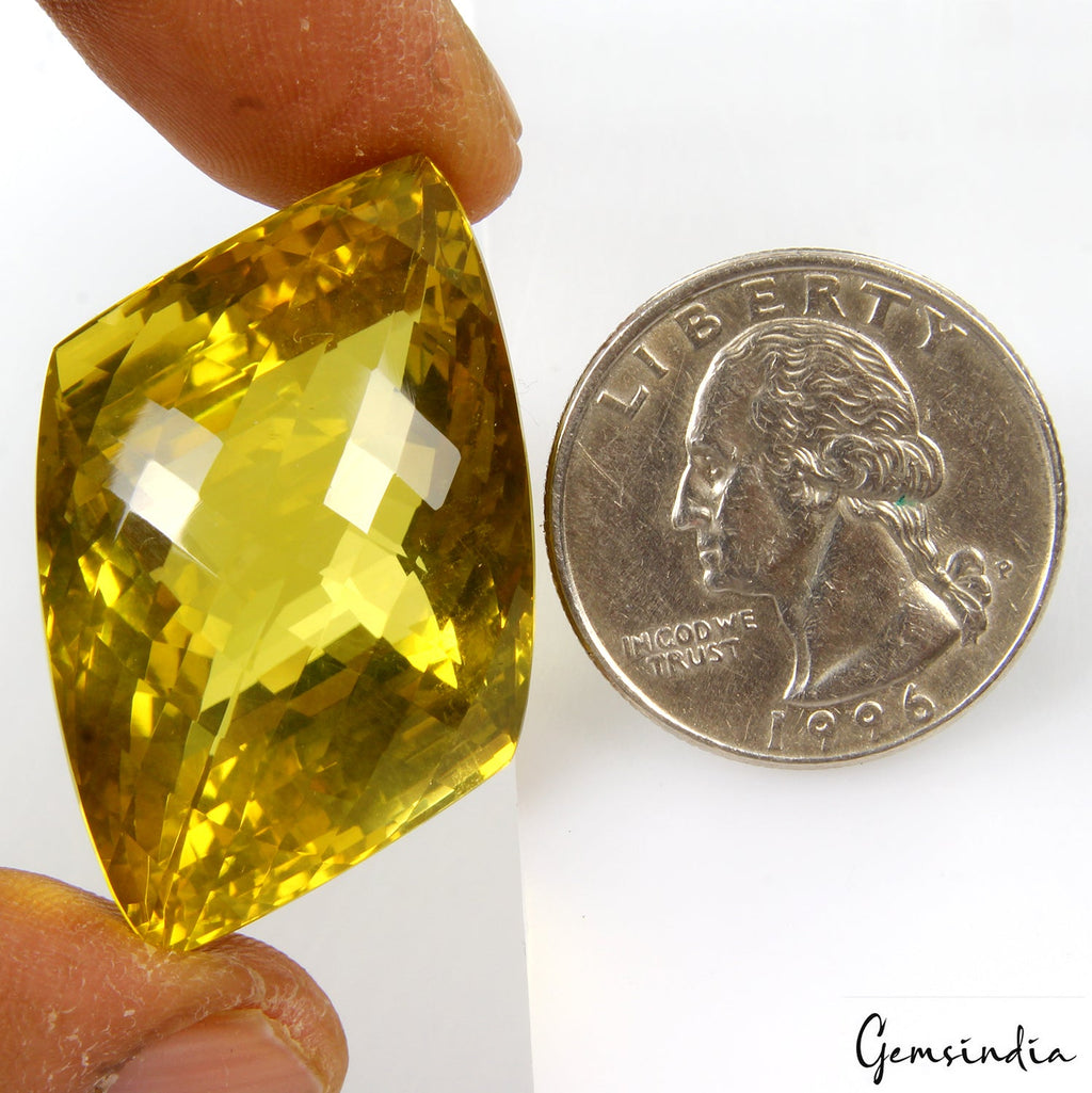 Certified 96.70Ct Natural Green Gold Citrine Fancy Cut Top Quality Rare Huge Gem