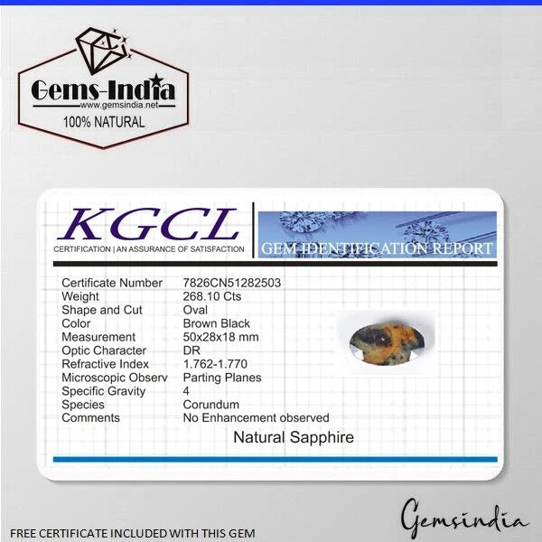 Sapphire Loose Gemstone, Untreated, Bi-Color — 50x28x18mm, 268.10 Ct
