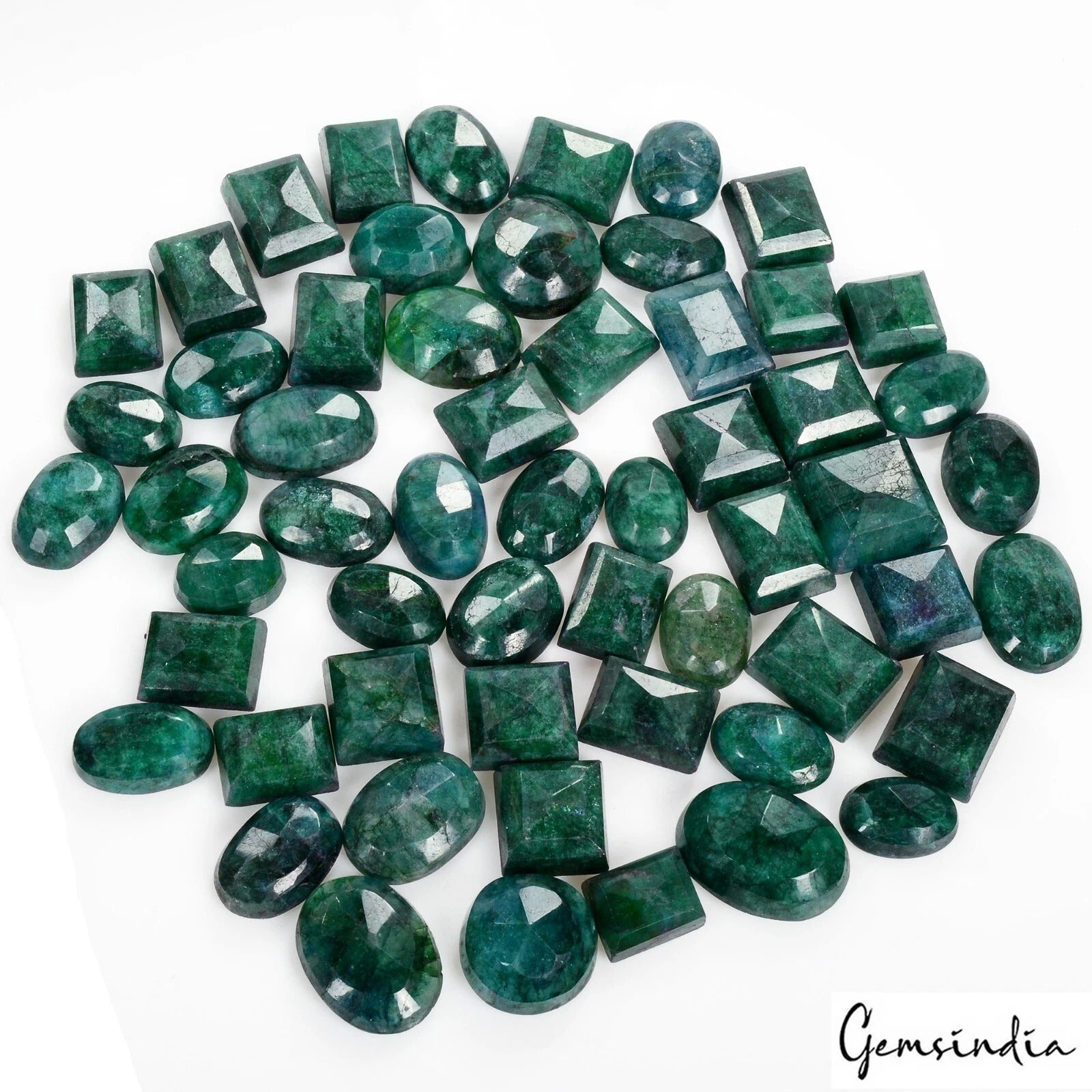 Emerald Lot, Loose Gemstone, Color Enhanced, Green — 57 Pieces, 11x8mm, 550 Ct, Brazil