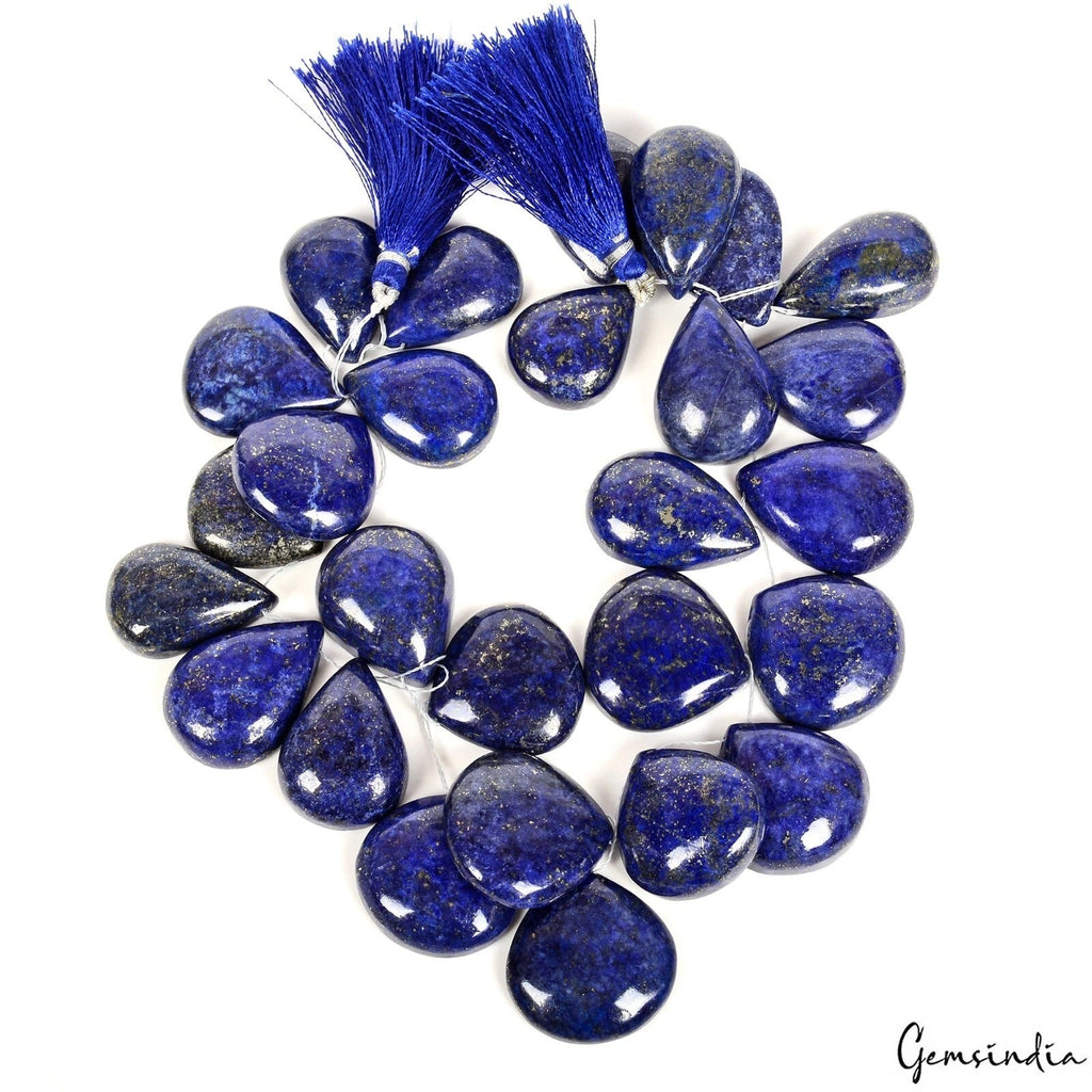 900 Ct/27 Pcs Natural Blue Lapis Lazuli Pear Cab Drilled Bead/Briolette Gems Lot