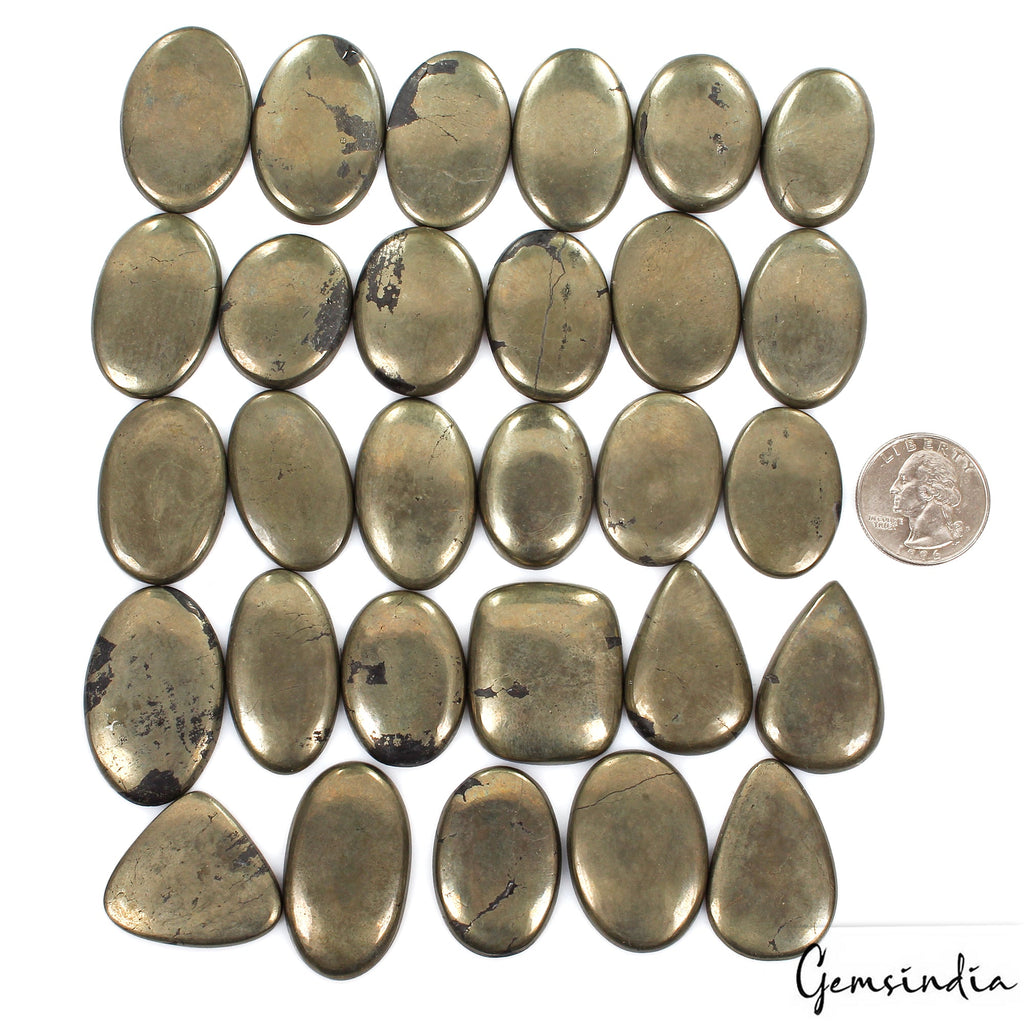 1500 Cts/29 Pcs Natural Untreated Gold Pyrite Mixed Cab Loose Gems Wholesale Lot