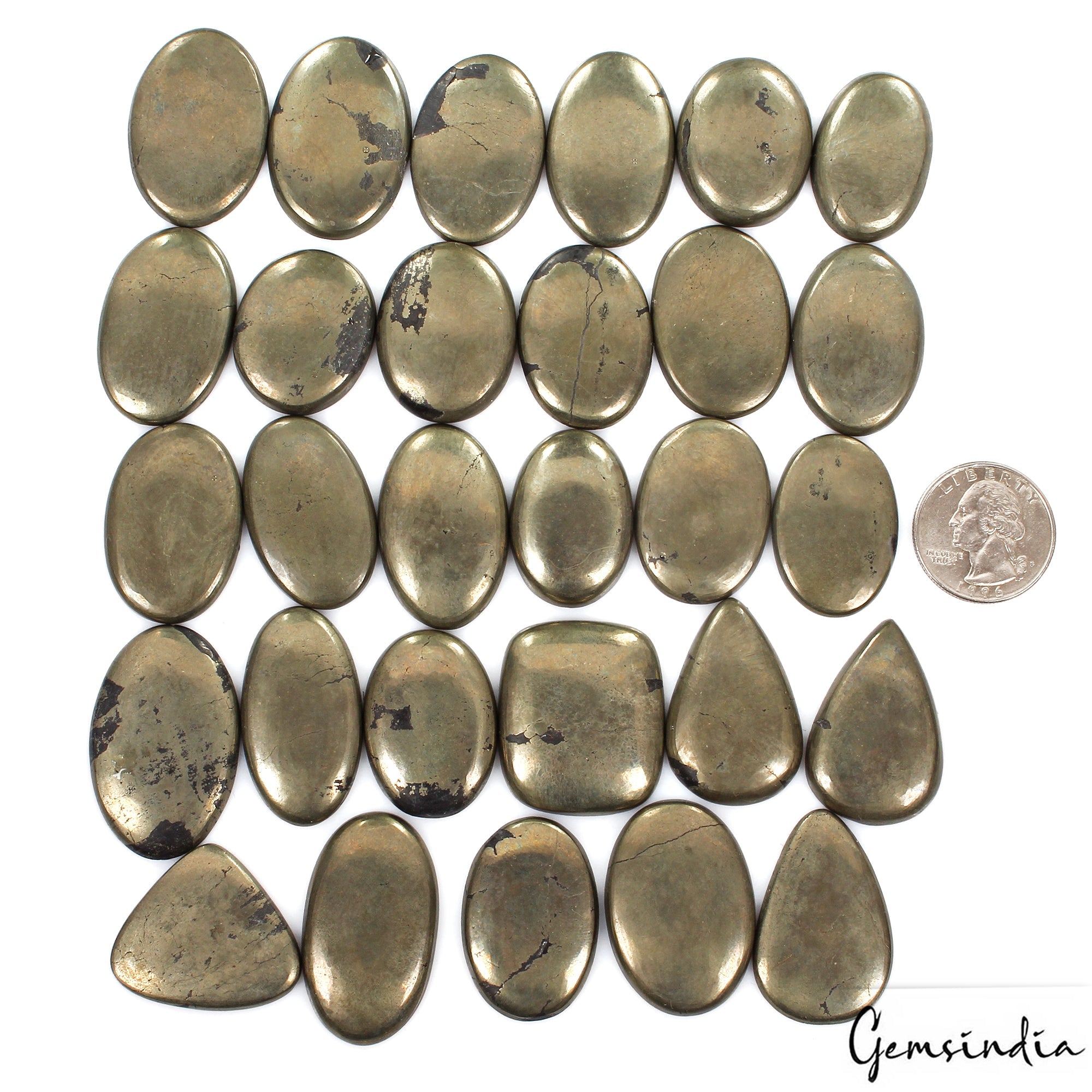 1500 Cts/29 Pcs Natural Untreated Gold Pyrite Mixed Cab Loose Gems Wholesale Lot