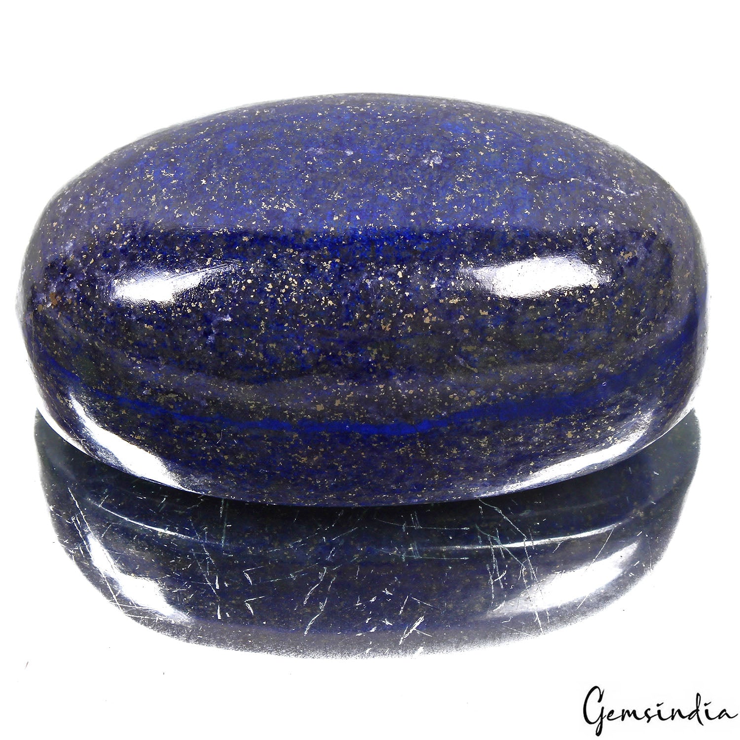 Pyrite Cabochon, Color Enhanced, Blue — 84x50x33mm, 1420 Ct, Afghanistan