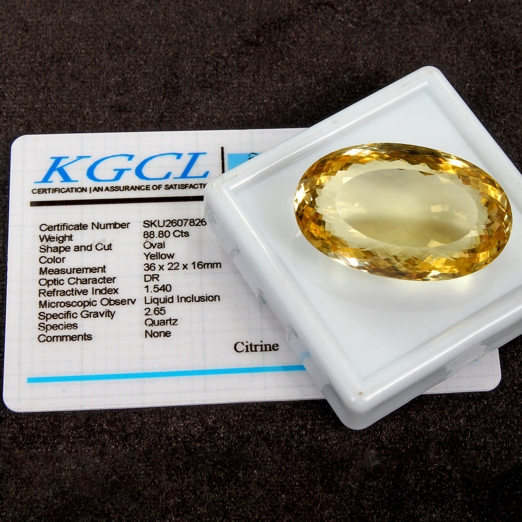 Citrine Loose Gemstone, Oval Cut, Untreated — 36x22x16 mm, 88.80 Ct, Brazil