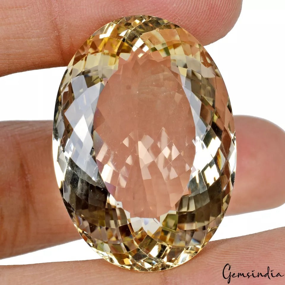 72 Ct Natural Untreated Brazilian YelloW Citrine Oval Cut Loose Gems For Pendant